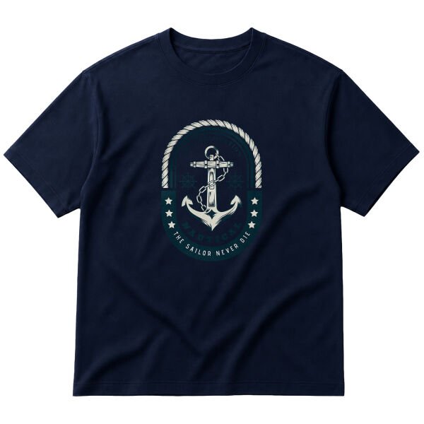 Nautical Oversize Tişört S - İndigo Mavisi