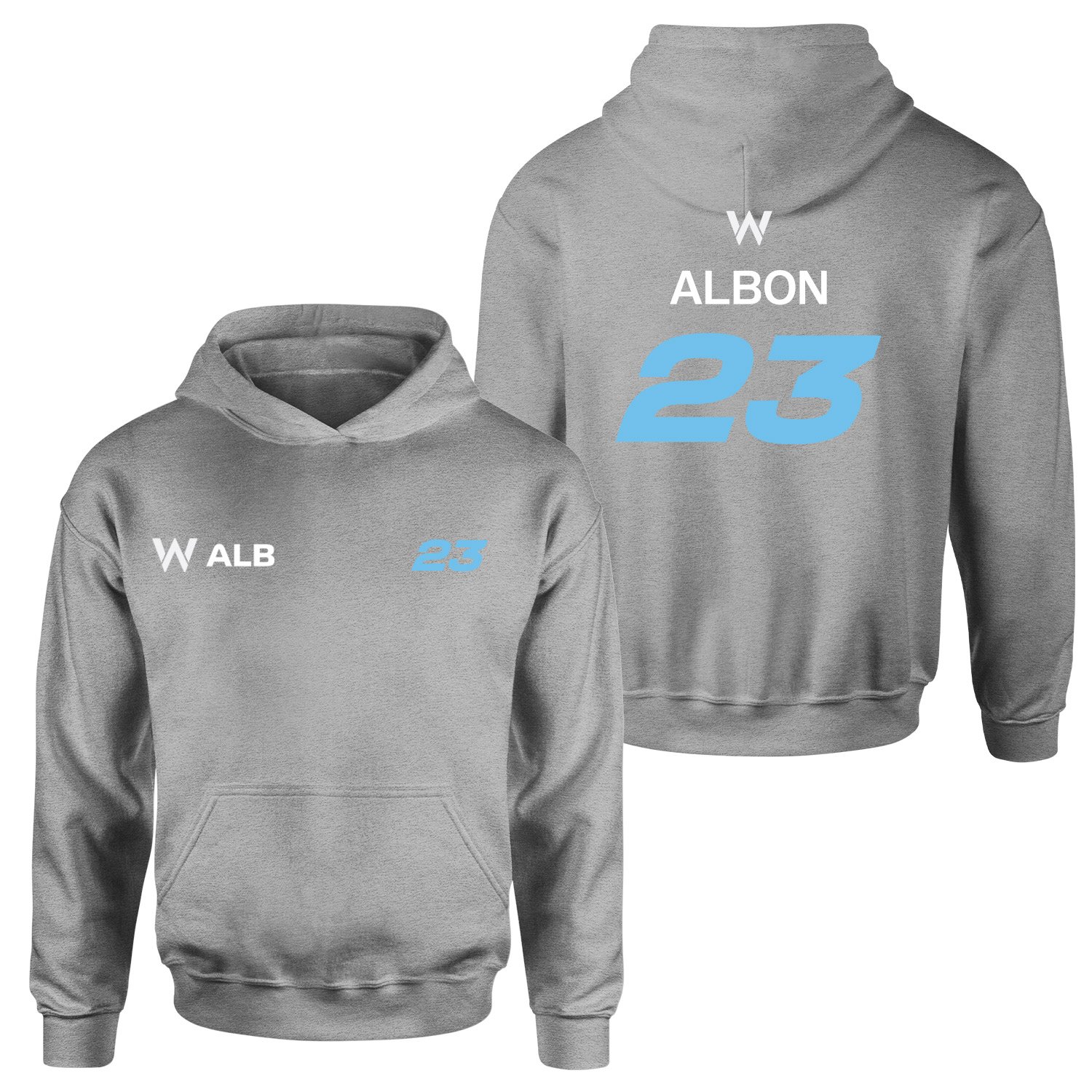 Alexander Albon 23 Driver Basic Hoodie L - Gri