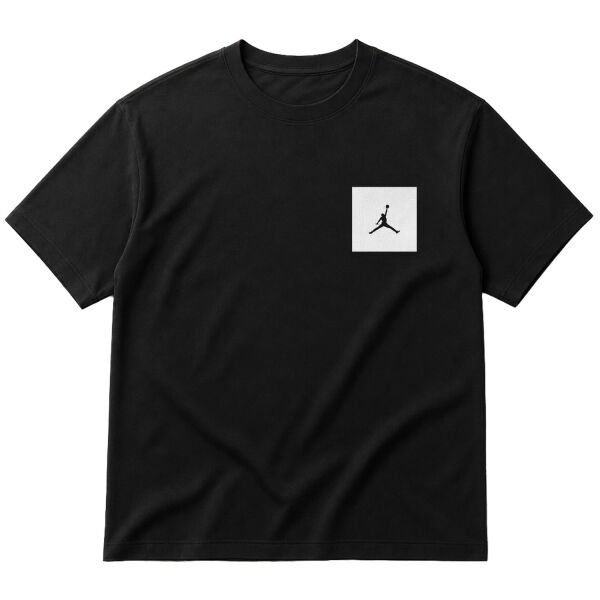 Air Jordan White Patch Oversize Tişört S - Siyah