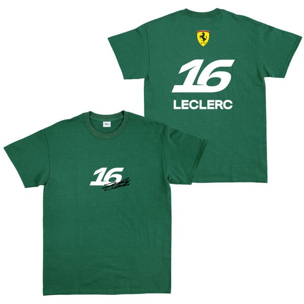 Charles Leclerc 16 Signature Tişört S - Nefti Yeşili
