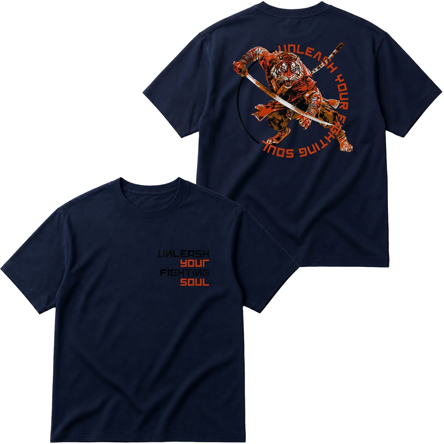 Unleash Your Fighting Soul | Siberian Tiger Oversize Tişört M - İndigo Mavisi
