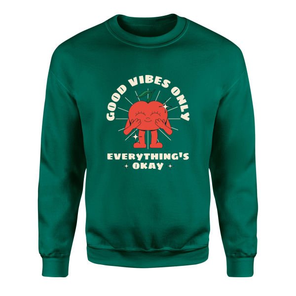 Good Vibes Only Sweatshirt L - Nefti Yeşili
