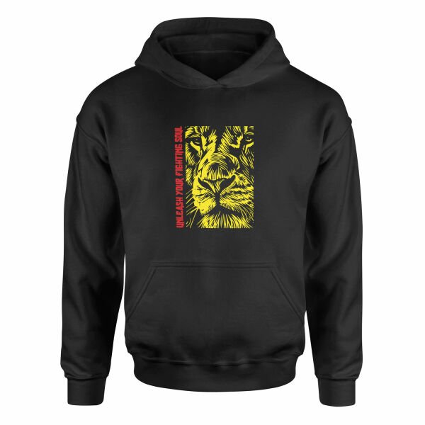 Unleash Your Fighting Soul | Lion II Hoodie L - Siyah