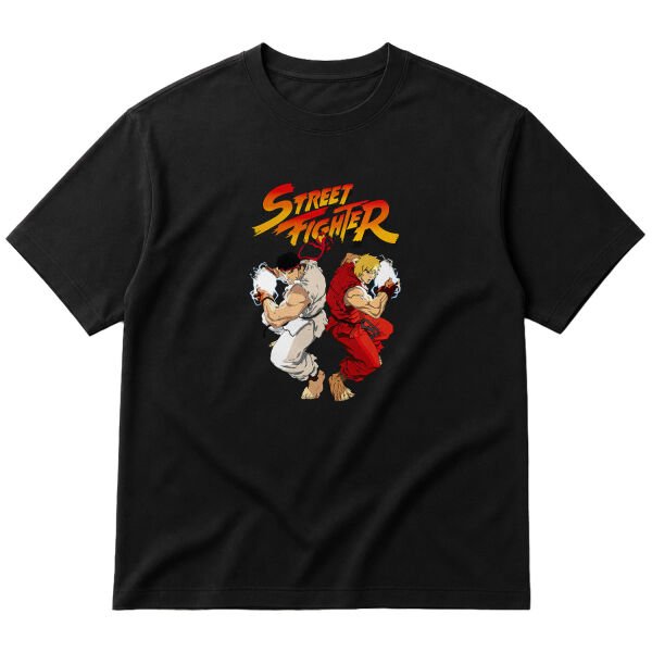 Street Fighter Oversize Tişört XL - Siyah