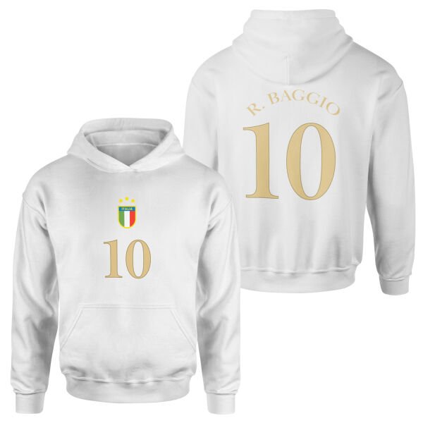 Roberto Baggio 10 Forma Hoodie M - Beyaz
