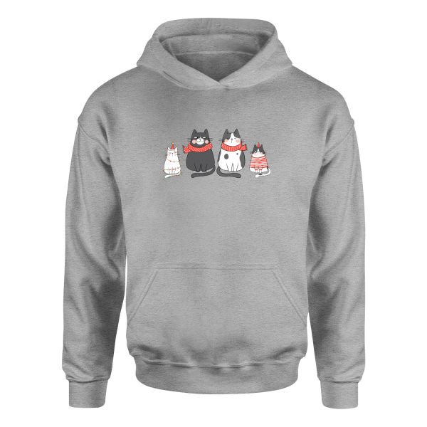 Cat Family Hoodie L - Gri
