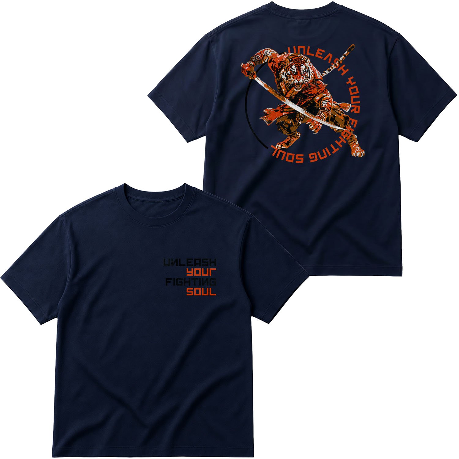 Unleash Your Fighting Soul | Siberian Tiger Oversize Tişört L - İndigo Mavisi
