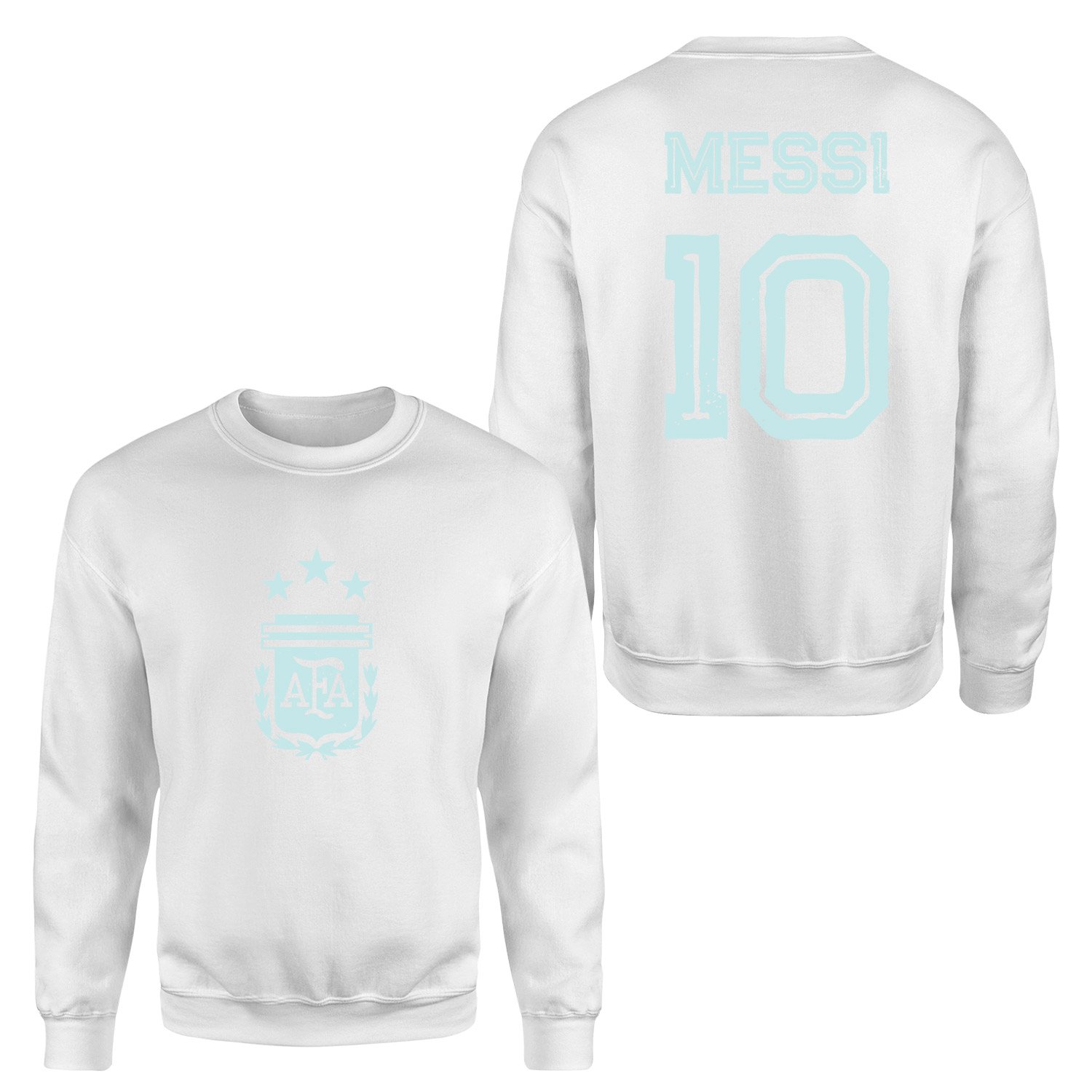 Lionel Messi 10 Argentina Grunge Sweatshirt S - Beyaz