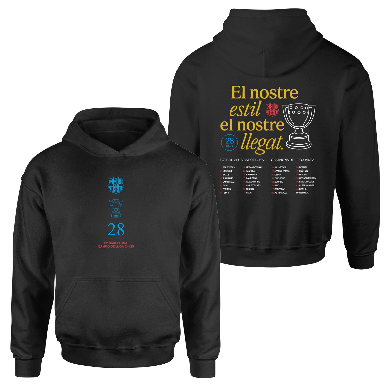 Barcelona Champions 25 Hoodie S - Siyah