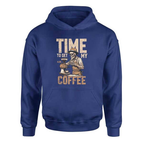 Time to Get My Coffee Hoodie S - İndigo Mavisi