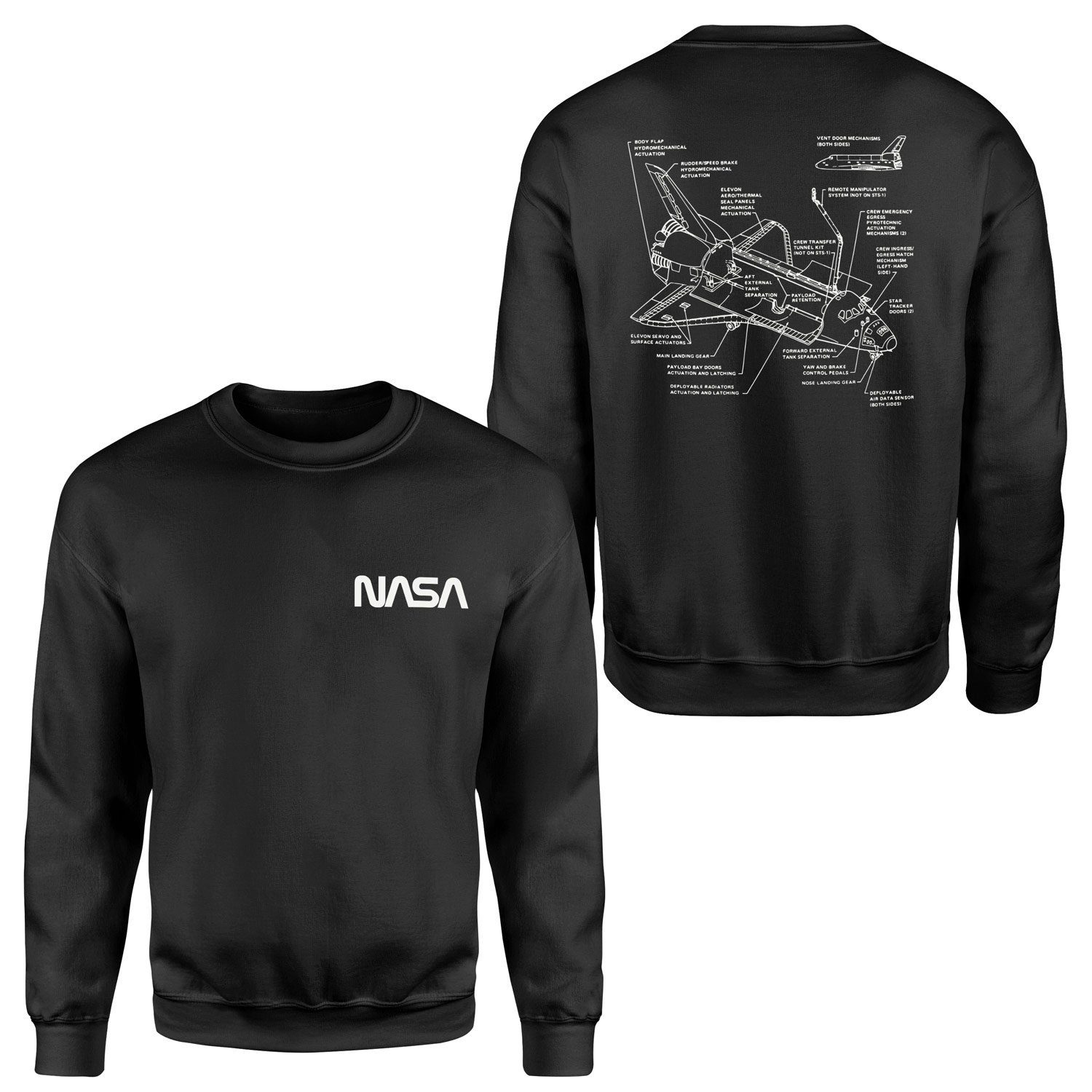 NASA Retro Mechanisms Graphic v1.0 Sweatshirt L - Siyah