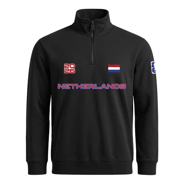 Hollanda 2026 Yarım Fermuarlı Sweatshirt L - Siyah