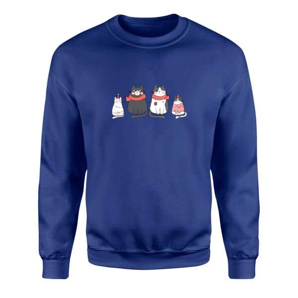 Cat Family Sweatshirt XL - İndigo Mavisi