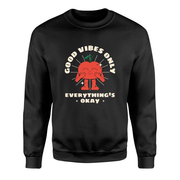 Good Vibes Only Sweatshirt S - Siyah