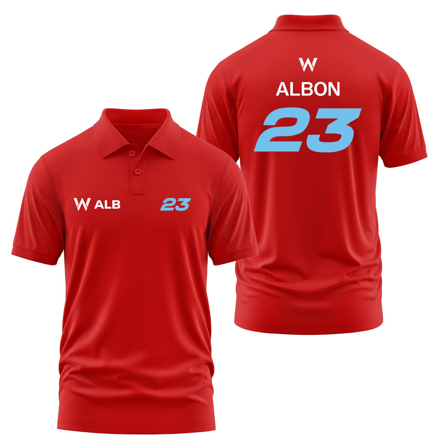 Alexander Albon 23 Driver Basic Polo Tişört S - Kırmızı