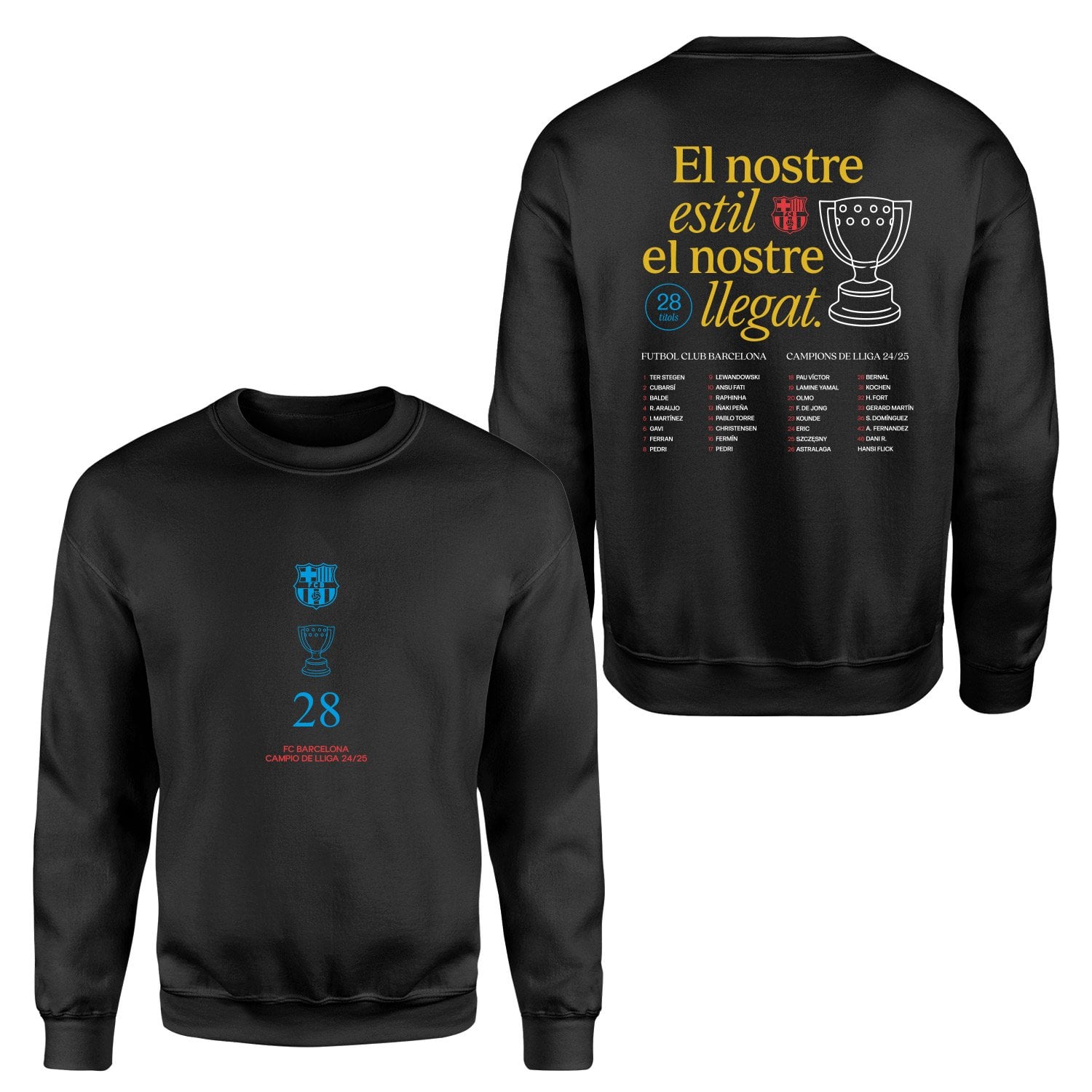 Barcelona Champions 25 Sweatshirt XXL - Siyah
