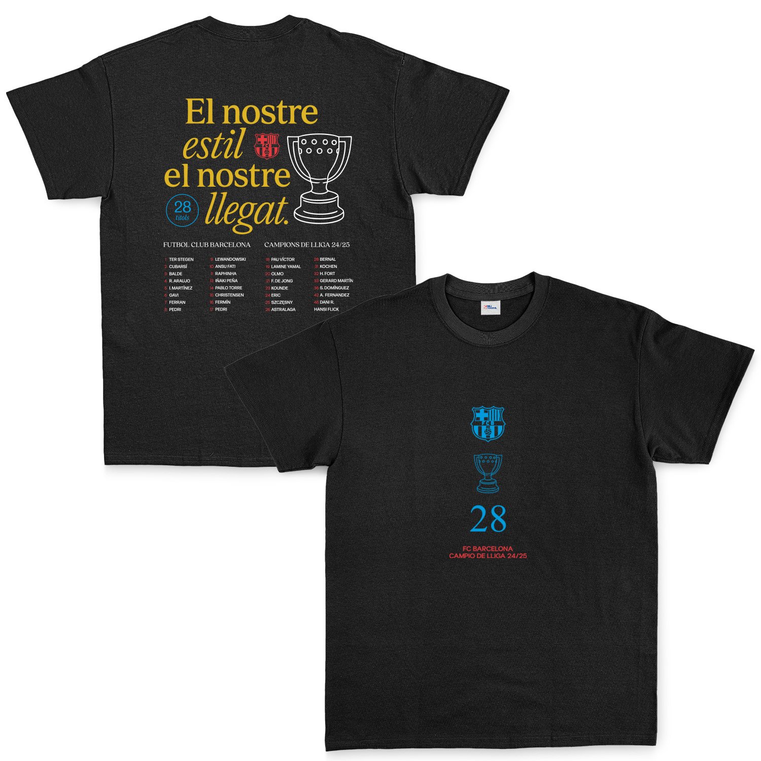 Barcelona Champions 25 Tişört XL - Siyah