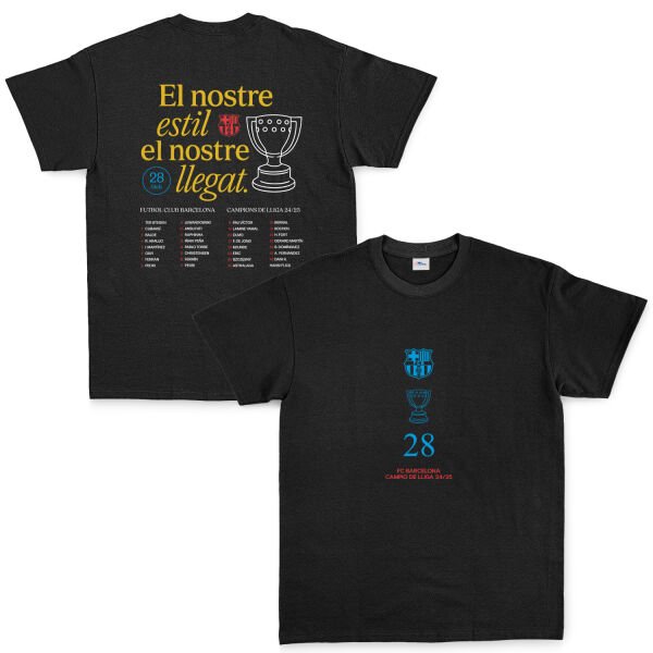 Barcelona Champions 25 Tişört XL - Siyah