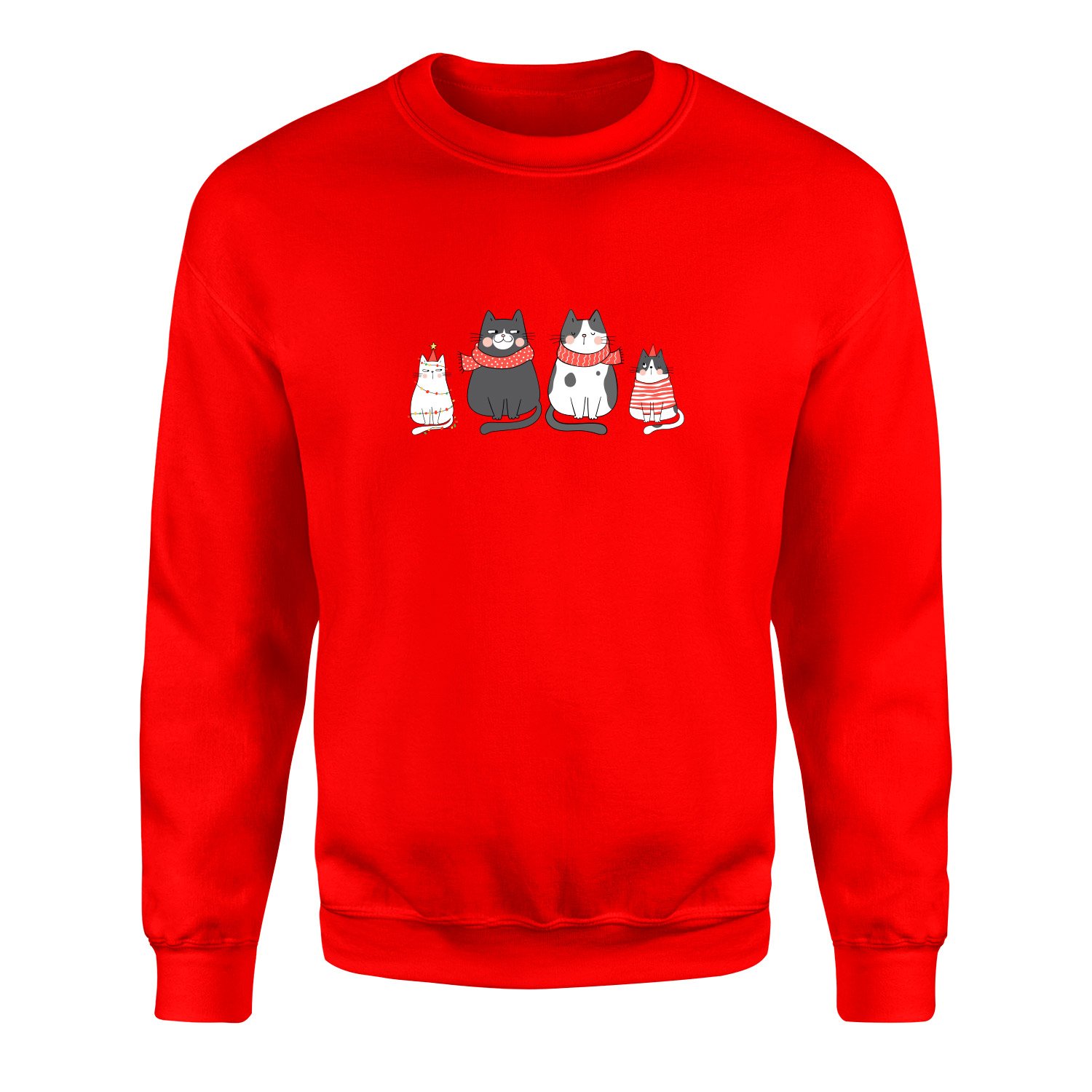 Cat Family Sweatshirt S - Kırmızı