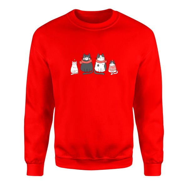 Cat Family Sweatshirt S - Kırmızı