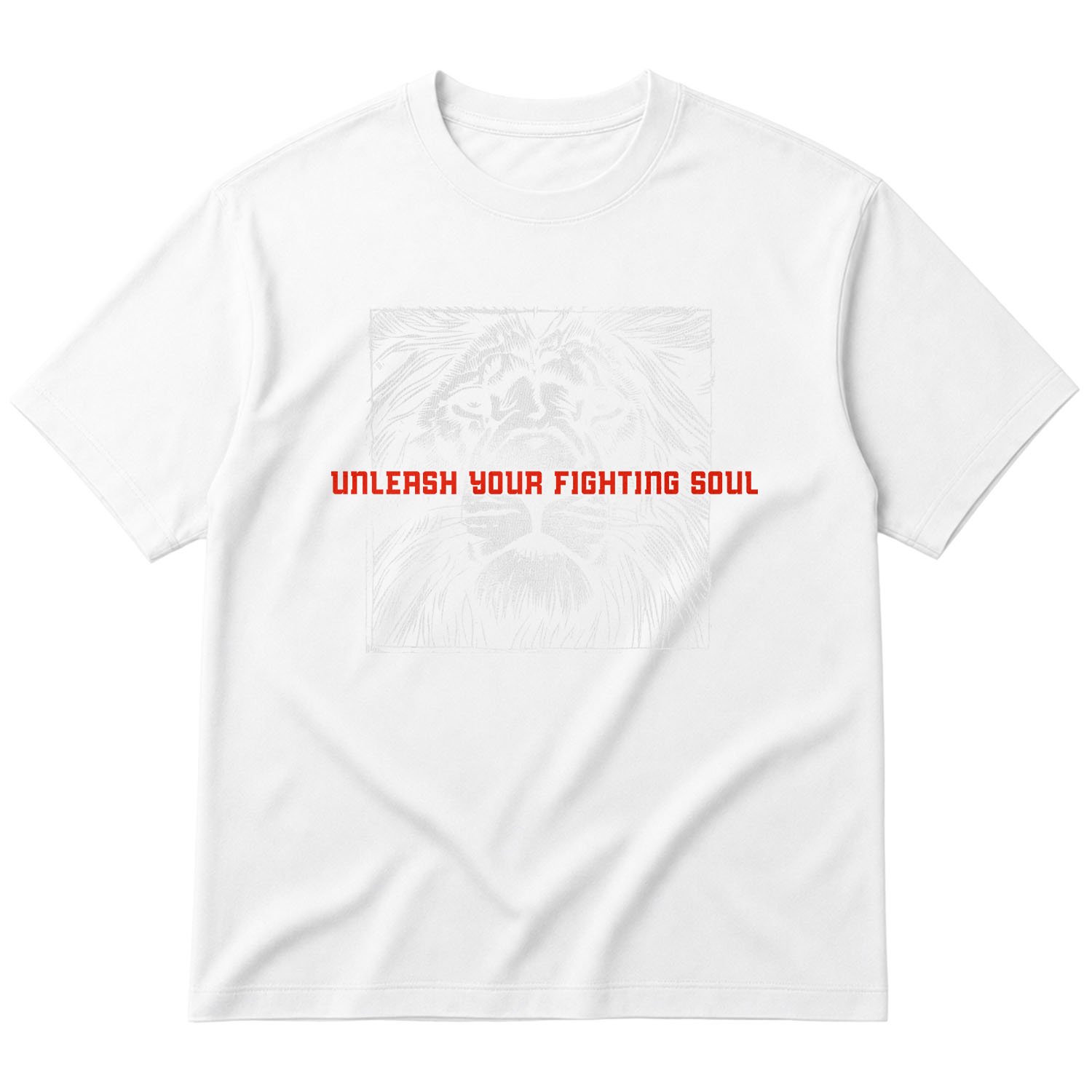 Unleash Your Fighting Soul | Lion III Oversize Tişört L - Beyaz