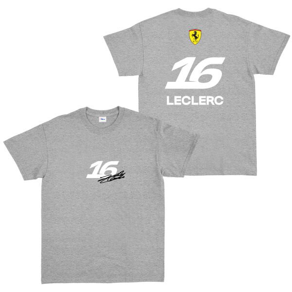 Charles Leclerc 16 Signature Tişört XL - Gri