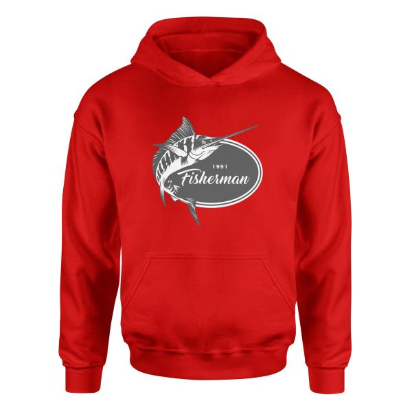 Fisherman 1991 Hoodie XL - Kırmızı