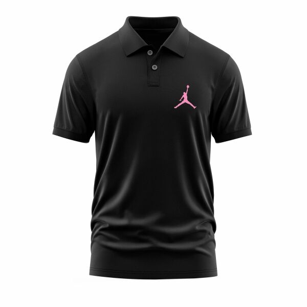 Air Jordan Pink Stroked Polo Tişört M - Siyah