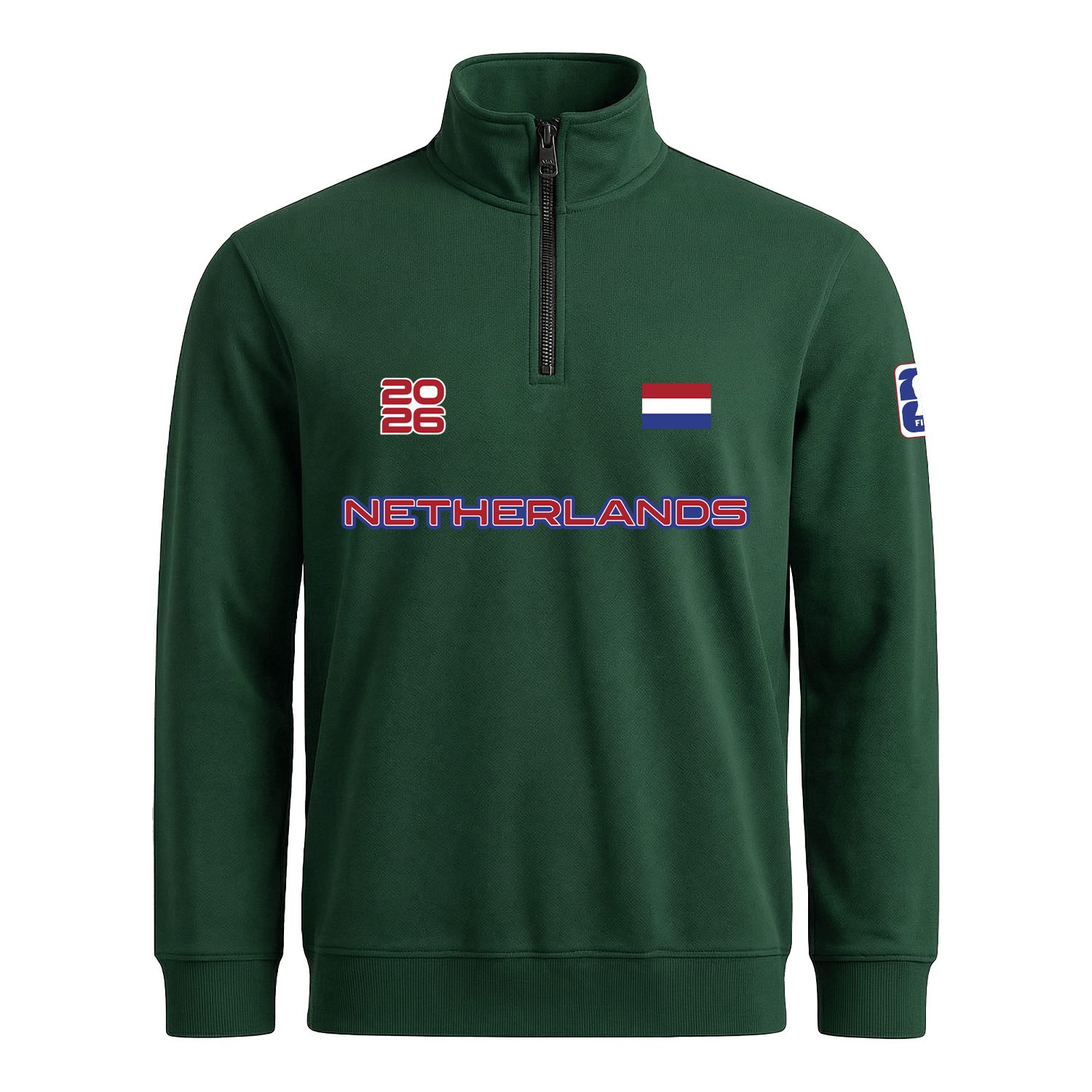 Hollanda 2026 Yarım Fermuarlı Sweatshirt XL - Nefti Yeşili