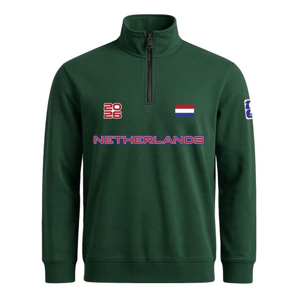 Hollanda 2026 Yarım Fermuarlı Sweatshirt XL - Nefti Yeşili