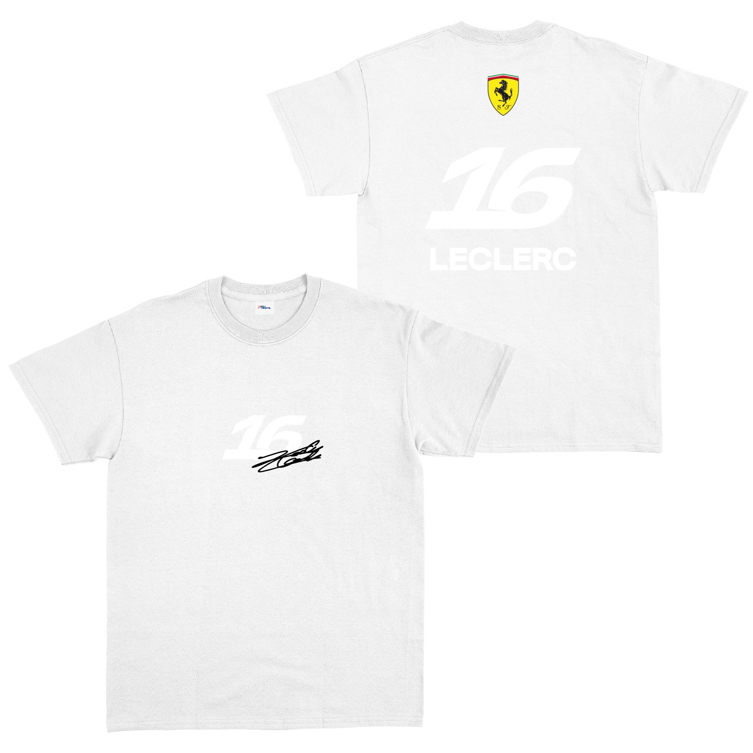 Charles Leclerc 16 Signature Tişört S - Beyaz