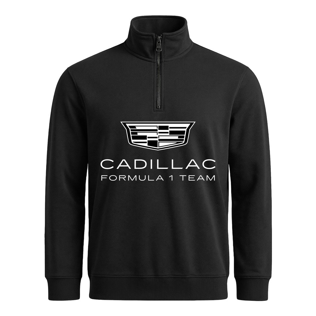 Cadillac Big Yarım Fermuarlı Sweatshirt M - Siyah