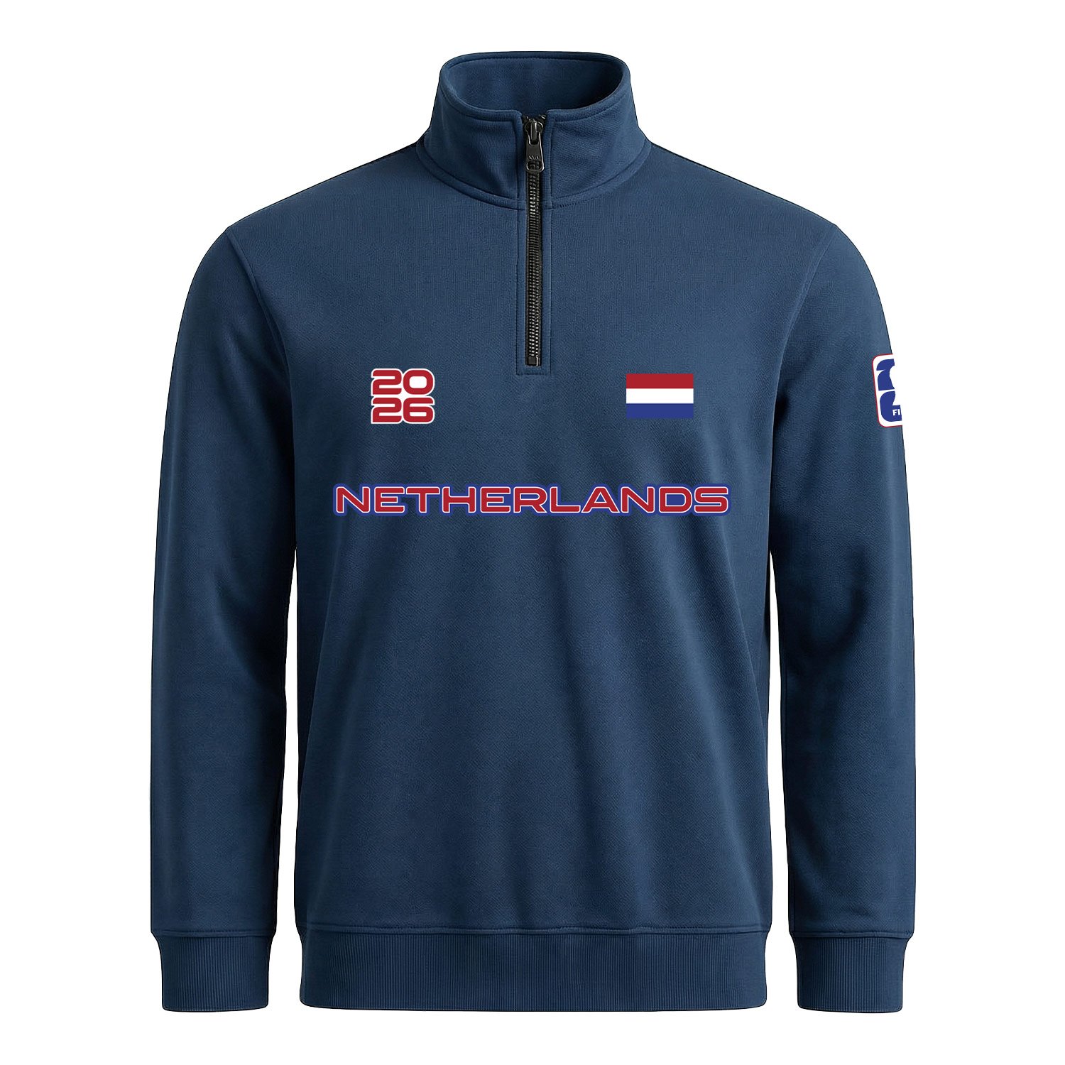 Hollanda 2026 Yarım Fermuarlı Sweatshirt M - İndigo Mavisi