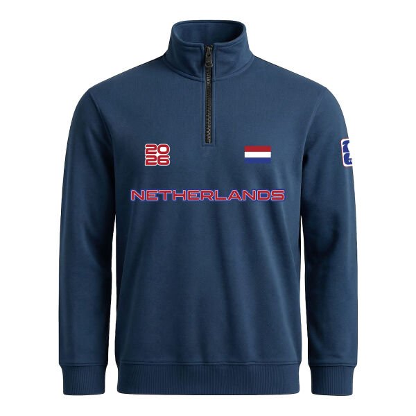 Hollanda 2026 Yarım Fermuarlı Sweatshirt L - İndigo Mavisi