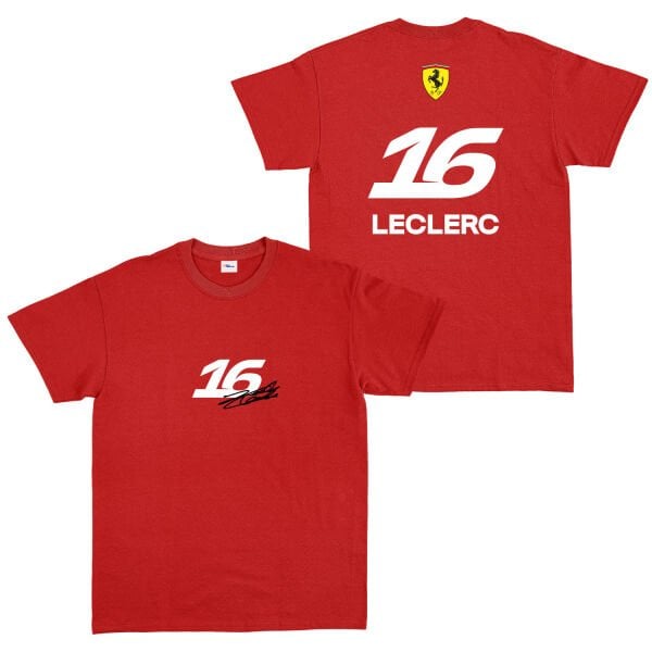 Charles Leclerc 16 Signature Tişört S - Kırmızı