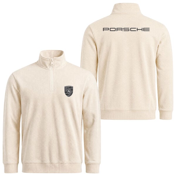 Porsche Muted Black Yarım Fermuarlı Sweatshirt