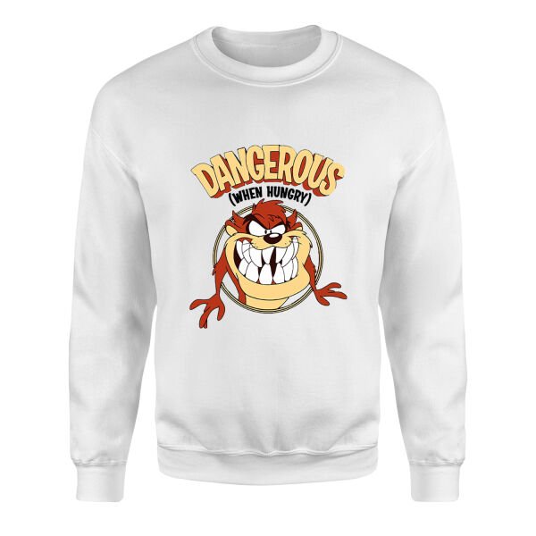 Taz Dangerous When Hungry Sweatshirt S - Beyaz