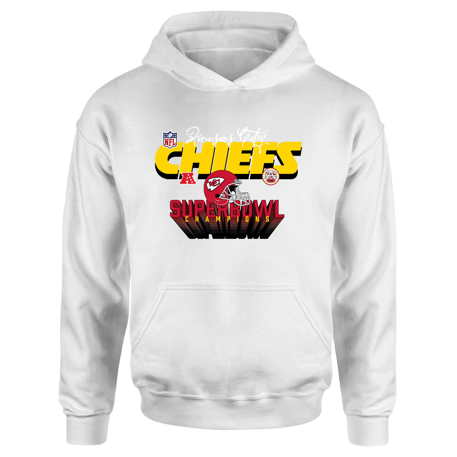Kansas City Chiefs SB Champions Hoodie S - Beyaz
