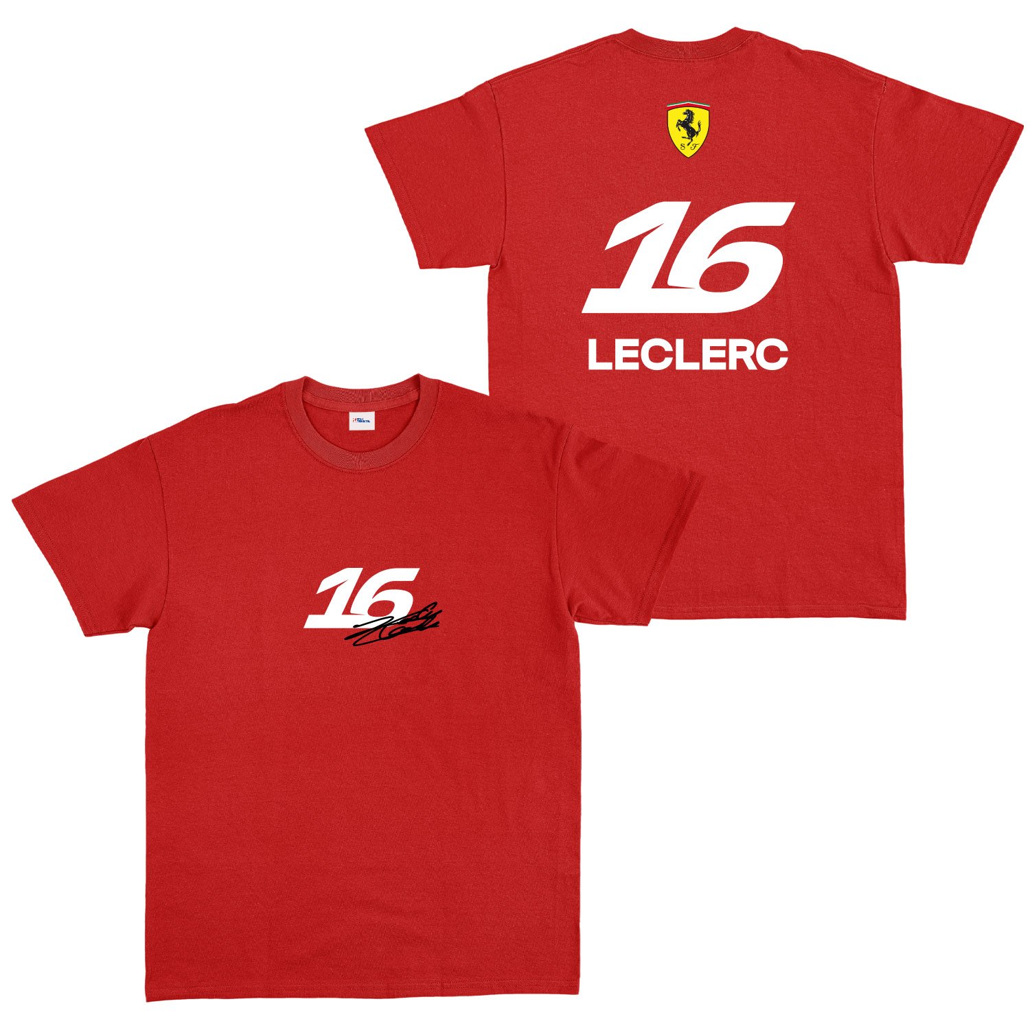Charles Leclerc 16 Signature Tişört XL - Kırmızı