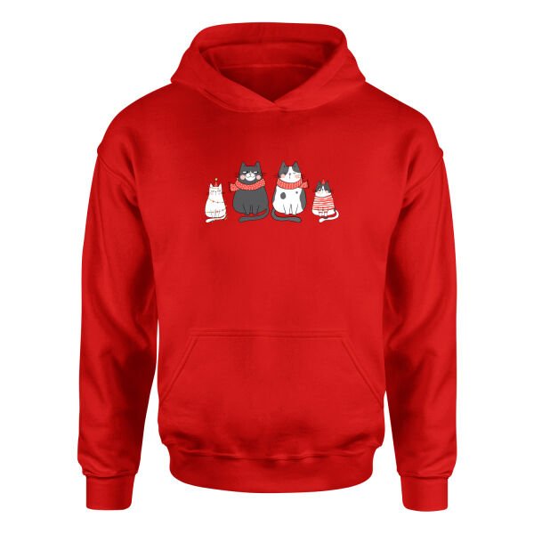 Cat Family Hoodie S - Kırmızı