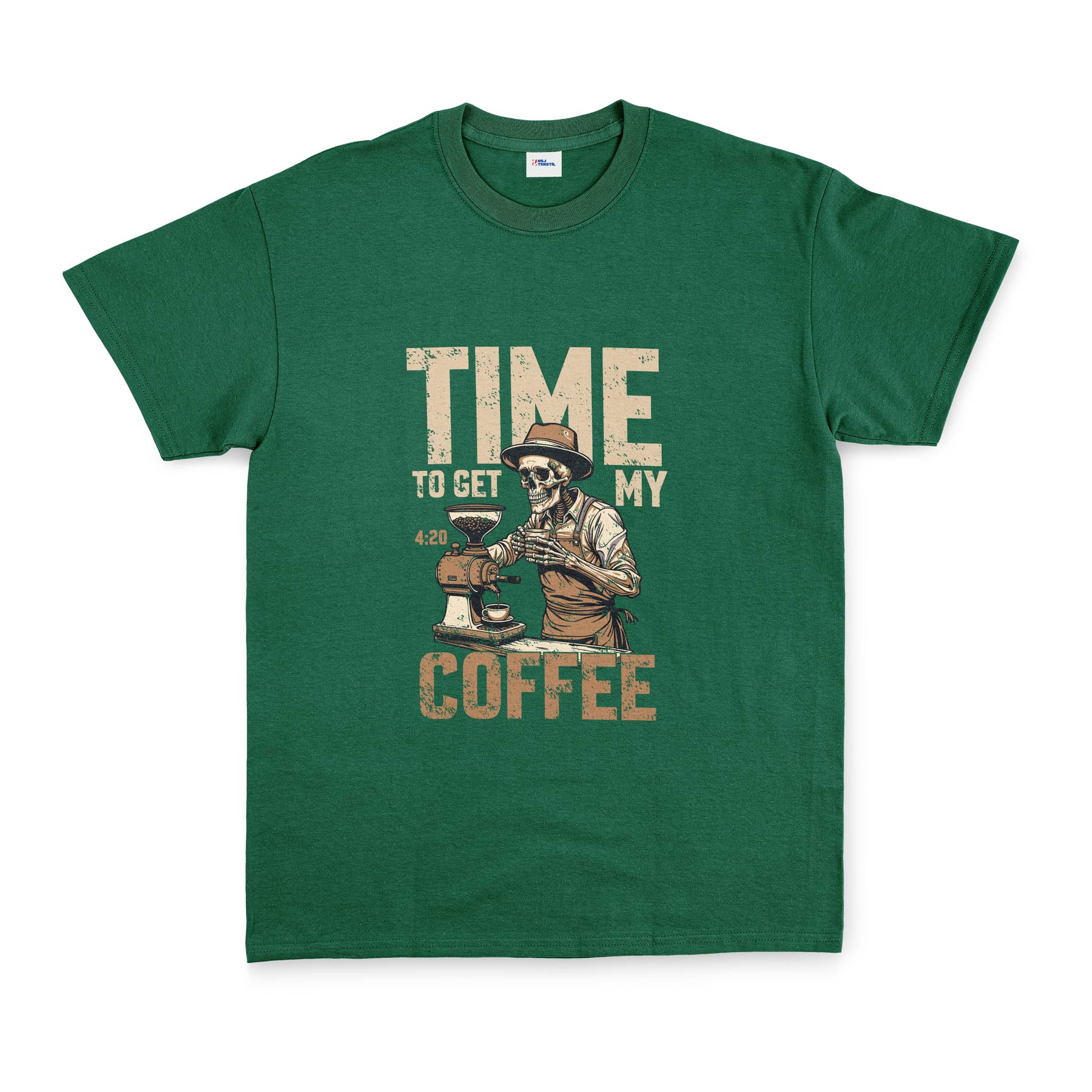 Time to Get My Coffee Tişört S - Nefti Yeşili