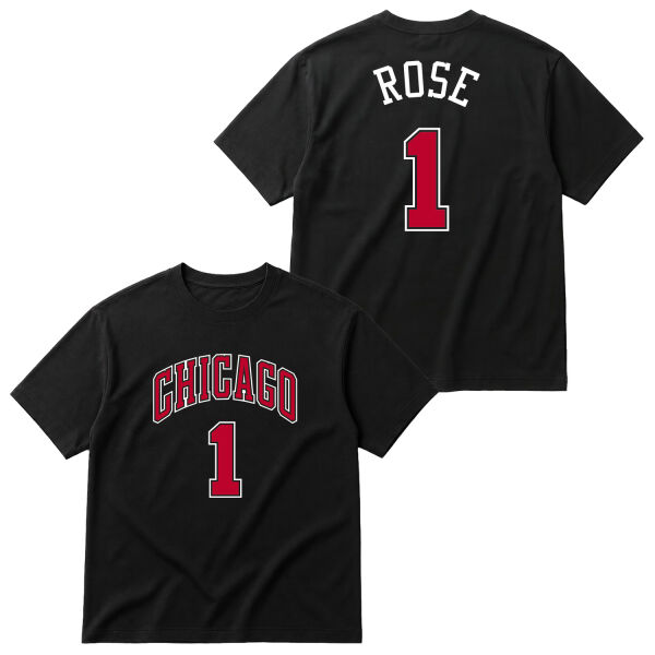 Derrick Rose Chicago THRBCK 1 Forma Oversize Tişört S - Siyah
