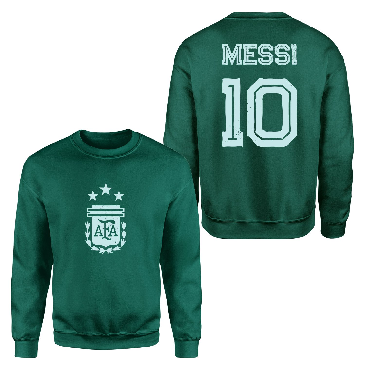 Lionel Messi 10 Argentina Grunge Sweatshirt M - Nefti Yeşili