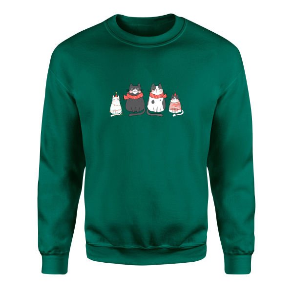 Cat Family Sweatshirt S - Nefti Yeşili