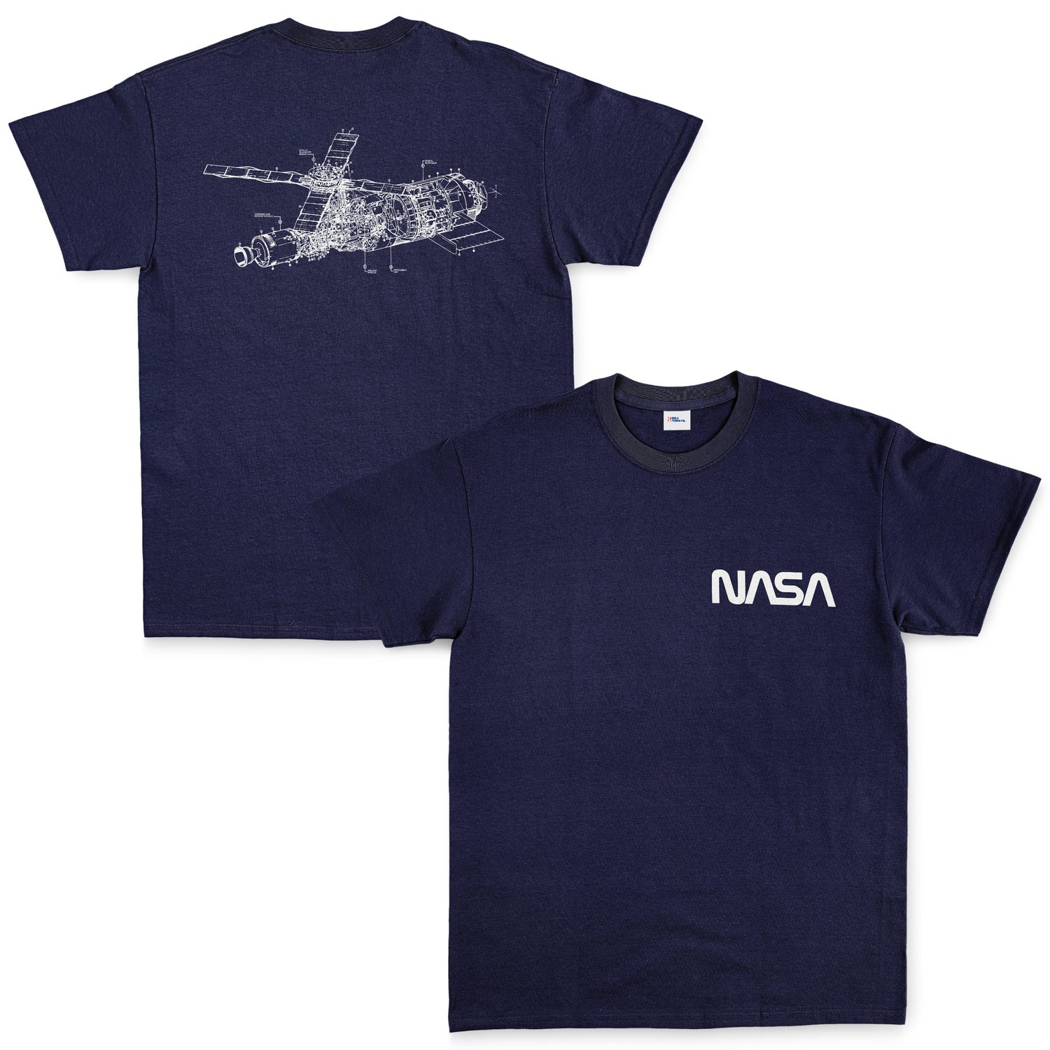 NASA Retro Mechanisms Graphic v2.0 Tişört S - İndigo Mavisi