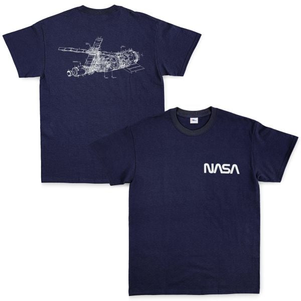 NASA Retro Mechanisms Graphic v2.0 Tişört S - İndigo Mavisi