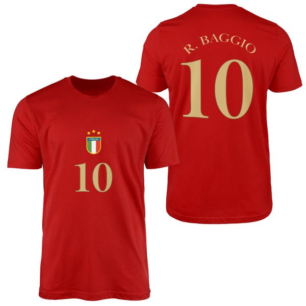 Roberto Baggio 10 Forma Tişört L - Kırmızı
