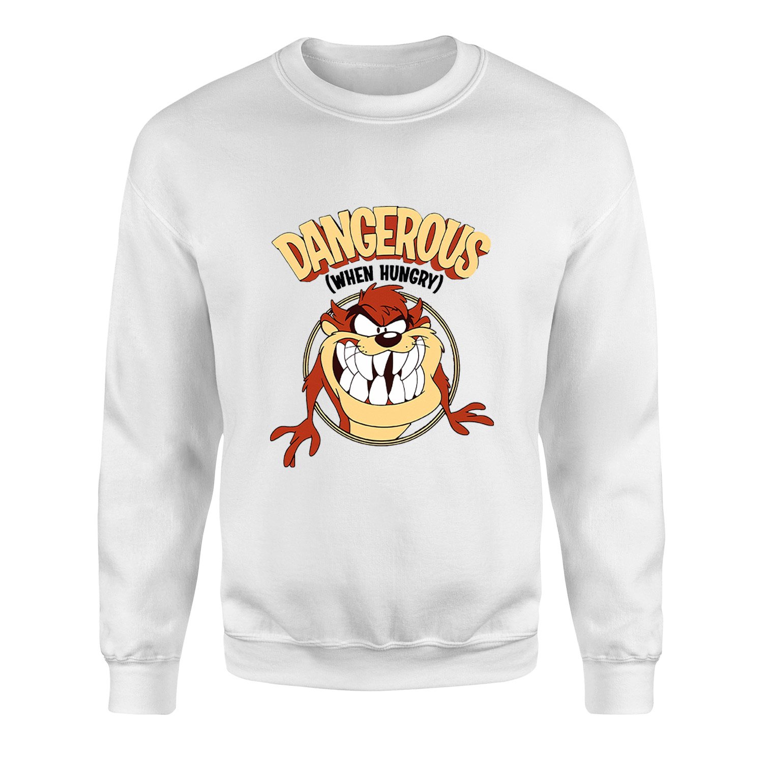 Taz Dangerous When Hungry Sweatshirt L - Beyaz