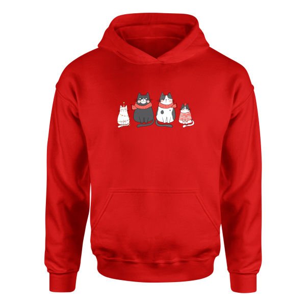 Cat Family Hoodie L - Kırmızı