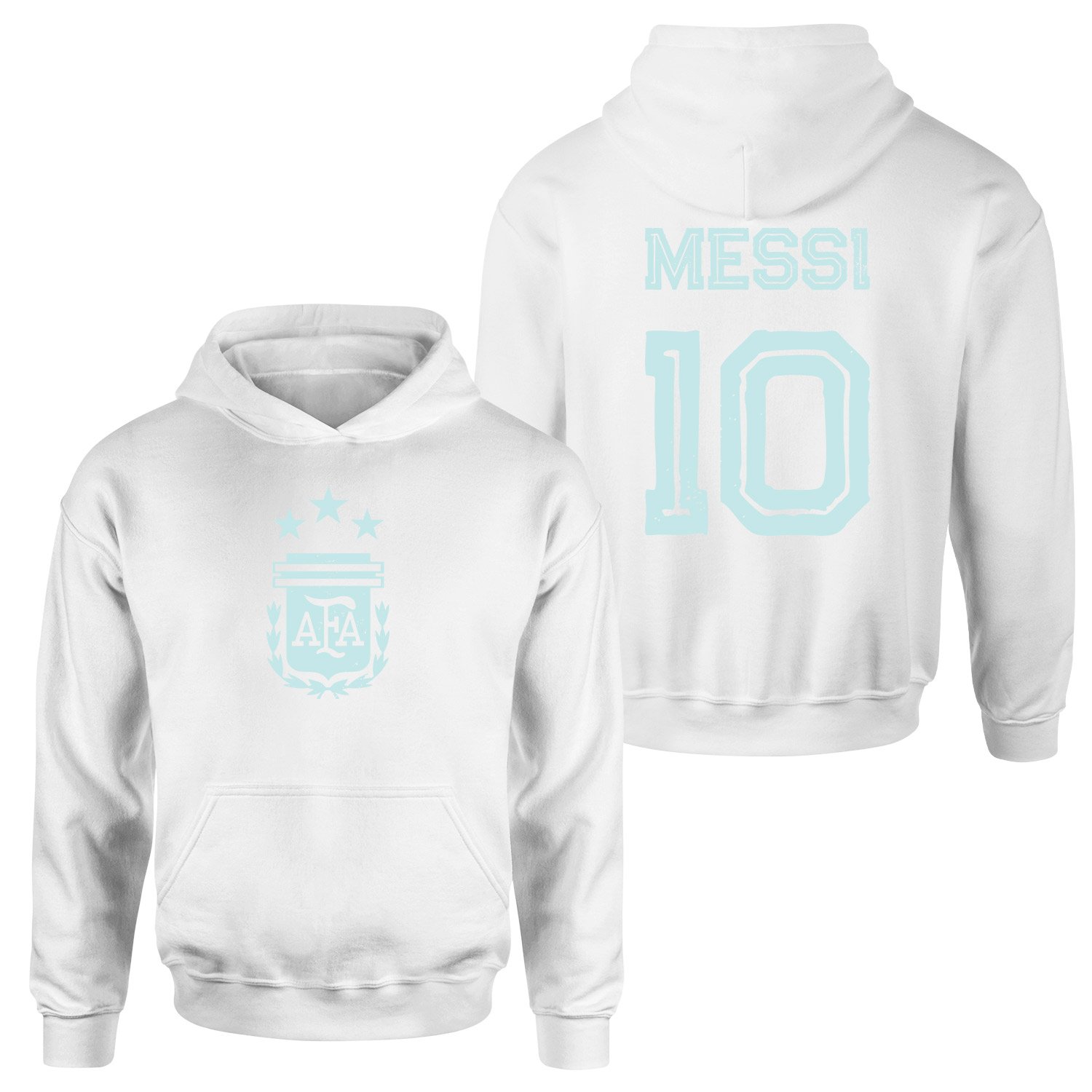 Lionel Messi 10 Argentina Grunge Hoodie XL - Beyaz